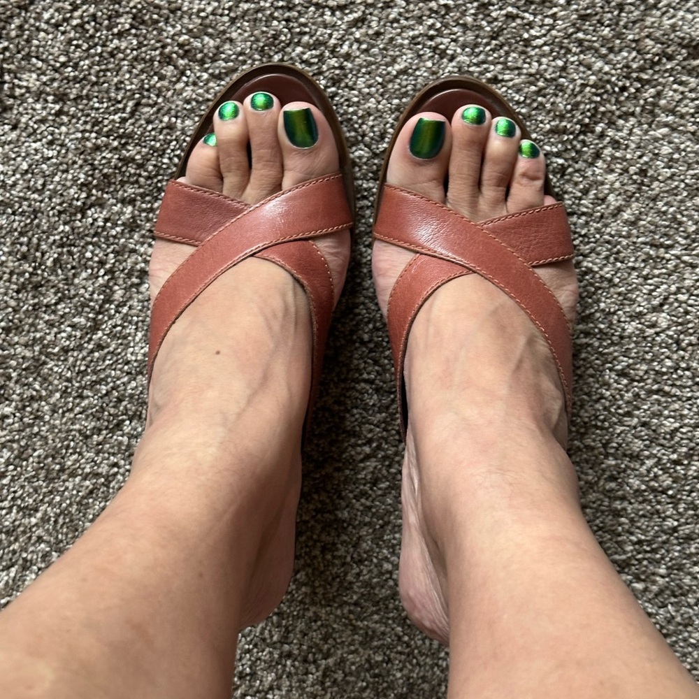 Brown Wedge Sandals - Picture 9 of 9